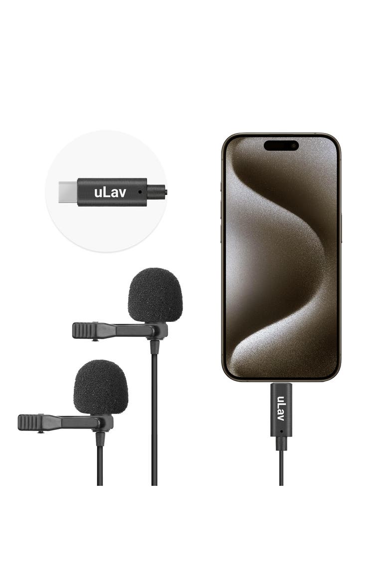 uLav-L-Duo Digital Dual iPhone 15/16 Lavalier Omnidirectional Clip on Microphone, Main, color, Black