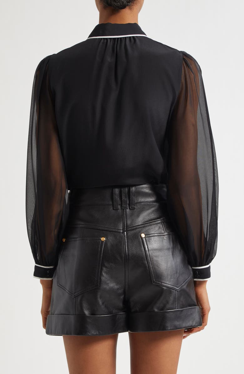 Alice + Olivia Roanne Tie Neck Silk Shirt, Alternate, color,