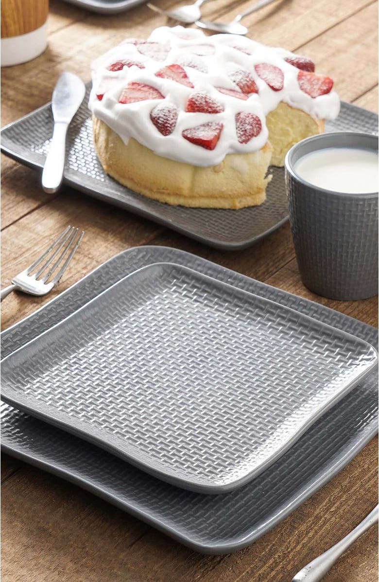 Stone Lain Olivia Stoneware 4-Piece Salad Plate Set, Alternate, color, Gray