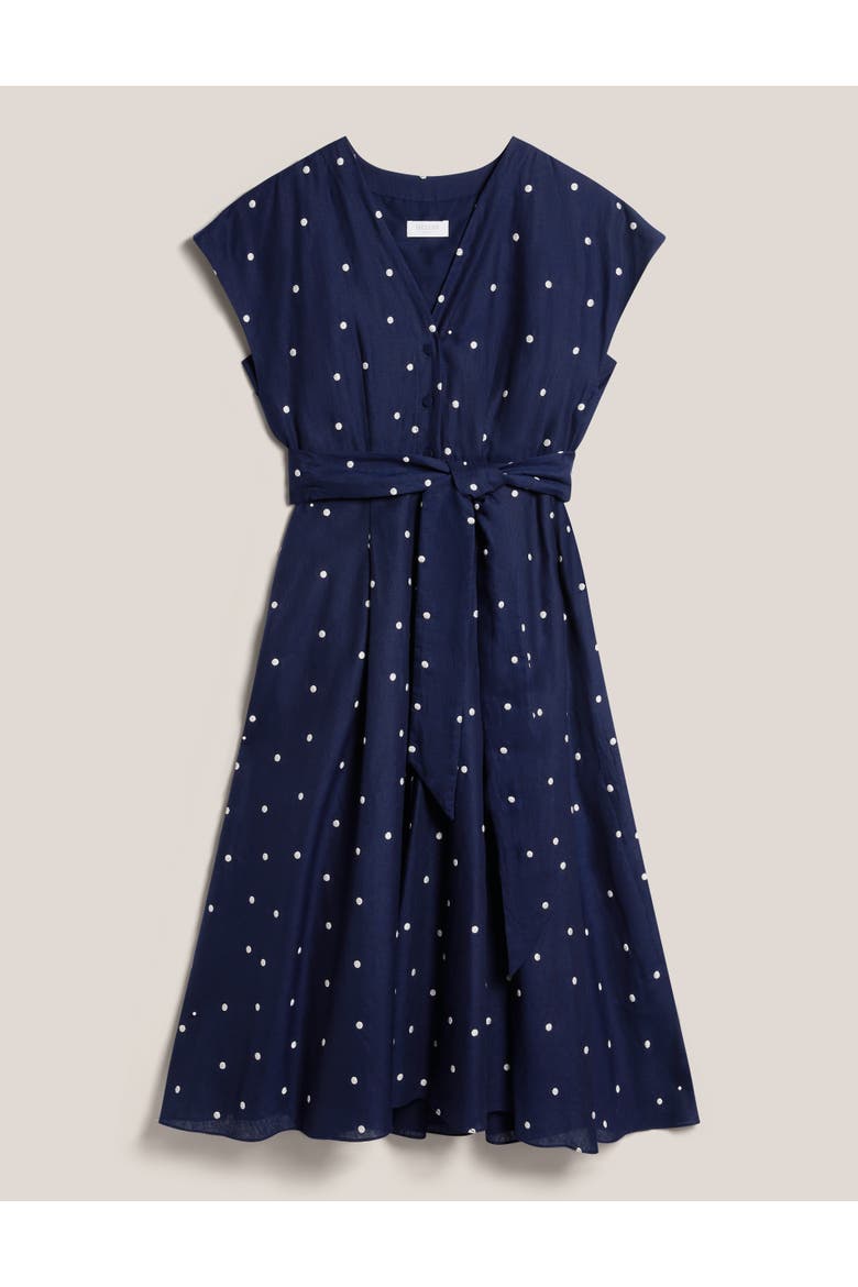 Samantha Polka Dot Midi Dress, Alternate, color, Midnightivory