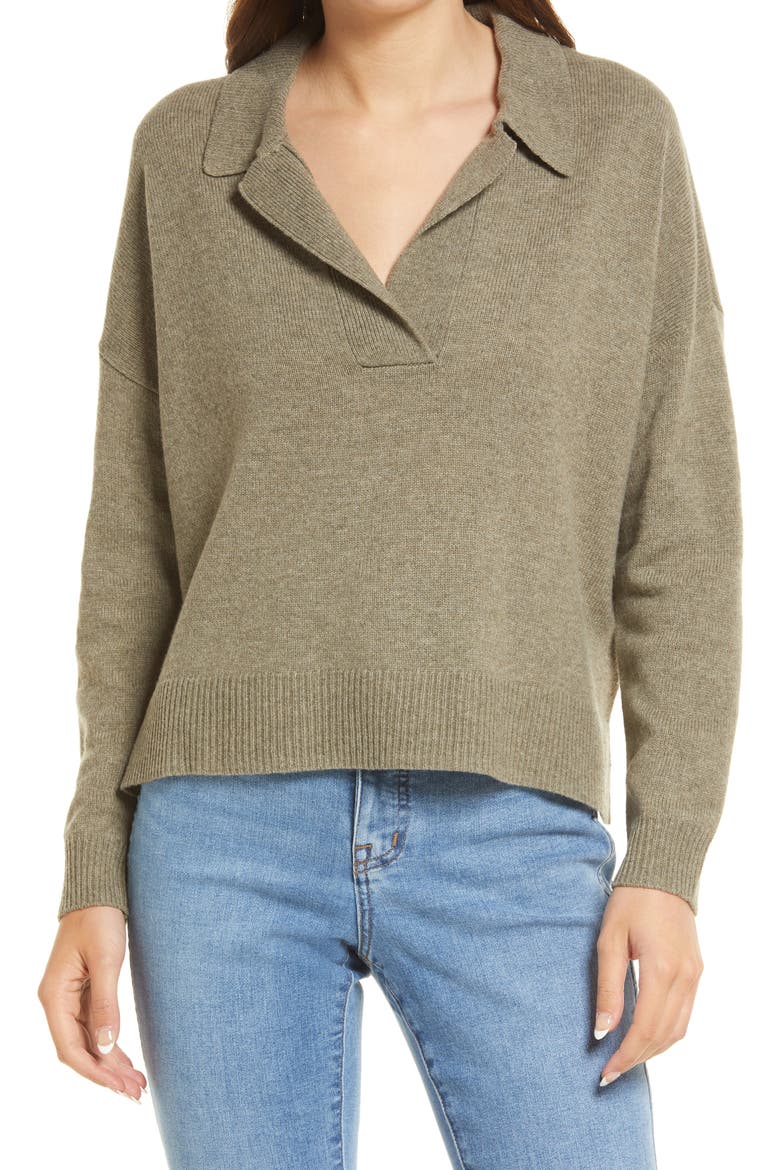 Davie Polo Sweater, Main, color, HEATHER SAGEMIST