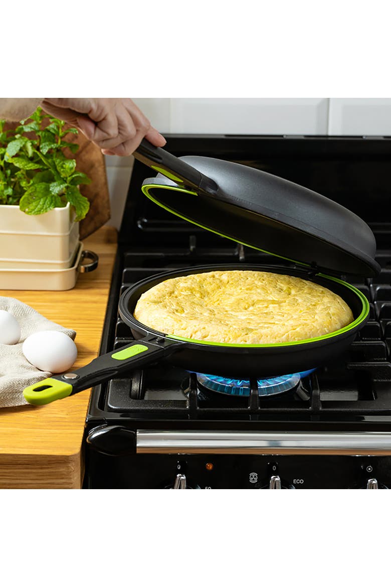 Foodie Dual Frying Pan Double Skillet for Spanish Omelets & Frittatas, 9.5-Inch, Alternate, color, Black
