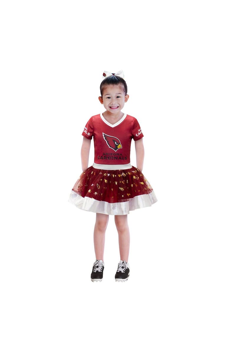JERRY LEIGH Girls Youth Cardinal Arizona Cardinals Tutu Tailgate Game Day V-Neck Costume, Main, color, 