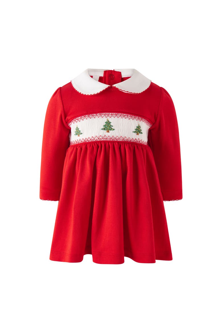 Christmas Tree Smocked Dress, Main, color, Red