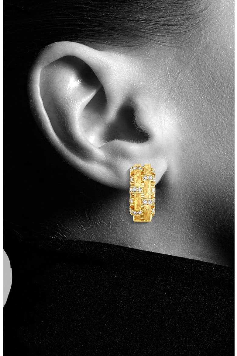 Amazonia Palha Diamond Huggie Hoop Earrings, Alternate, color, YELLOW GOLD