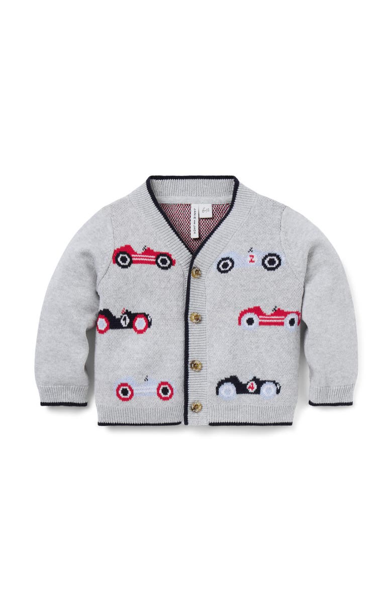 Janie and Jack Baby Race Car Cardigan, Main, color, 