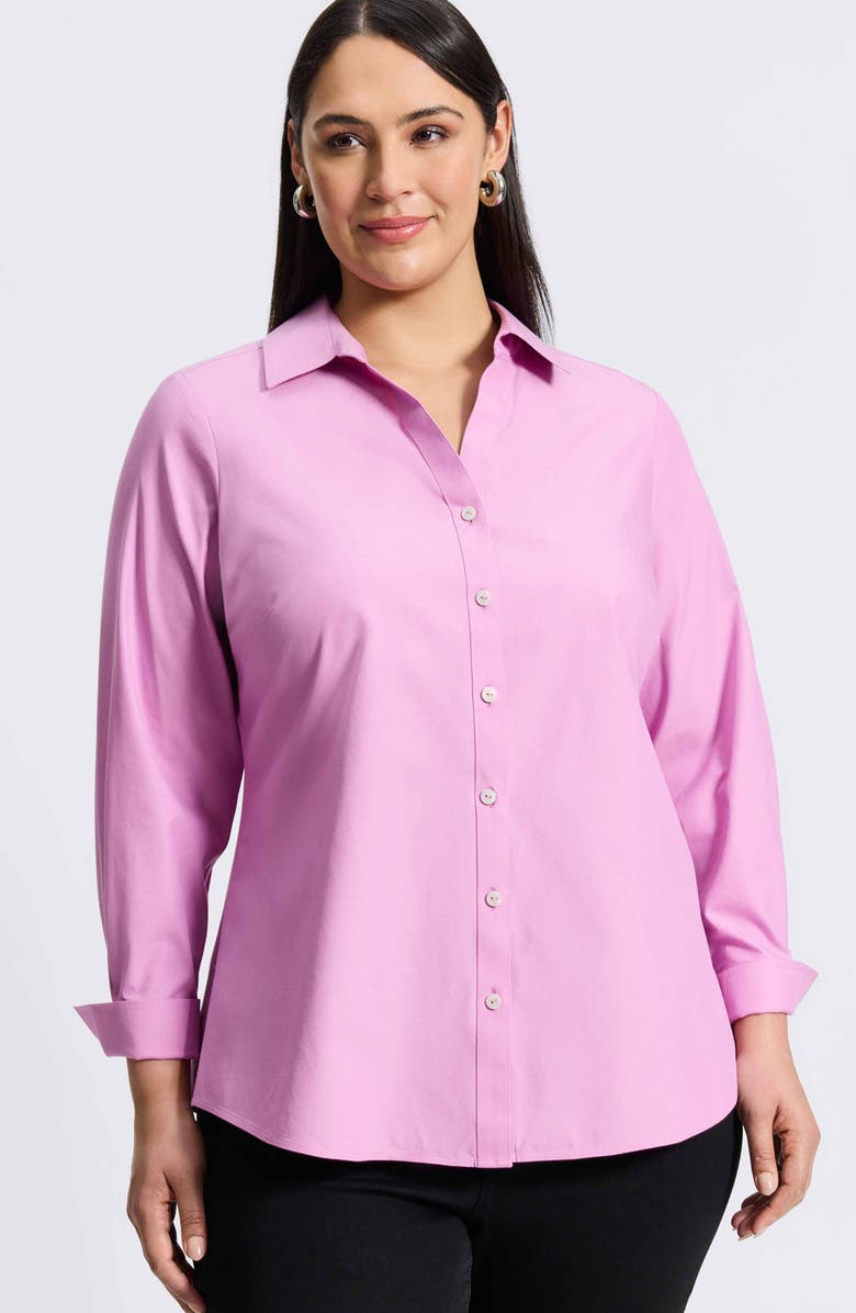 Foxcroft Mary Cotton Button-Up Shirt, Alternate, color, Rose Quartz