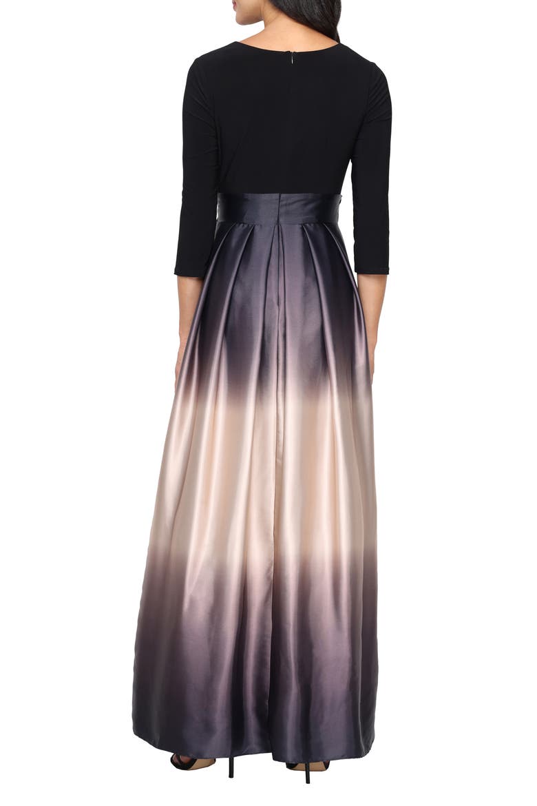 Jersey Bodice Ombré Satin A-Line Gown, Alternate, color, BLK/ CHA