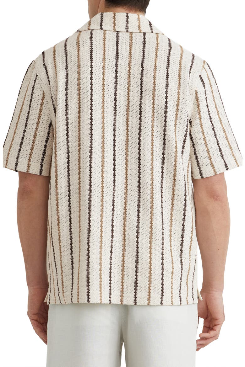 Chatham Stripe Johnny Collar Polo, Alternate, color, ECRU