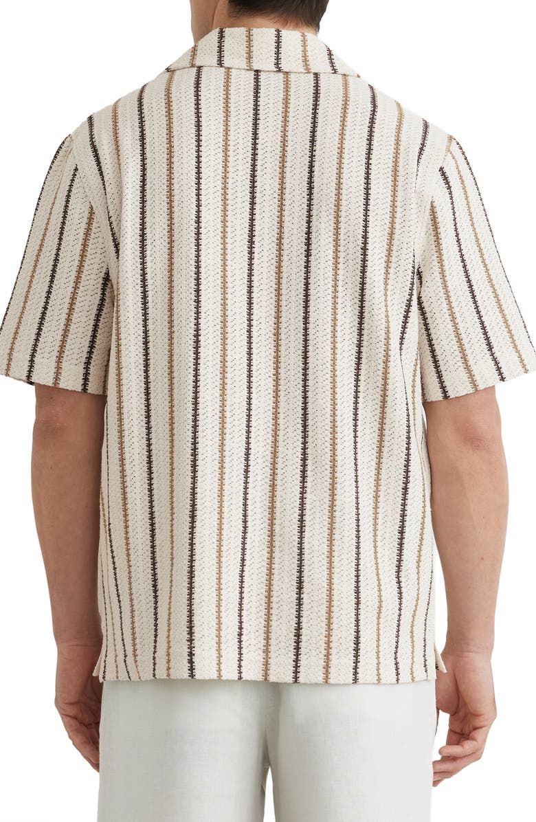 Reiss Chatham Stripe Johnny Collar Polo, Alternate, color, Ecru