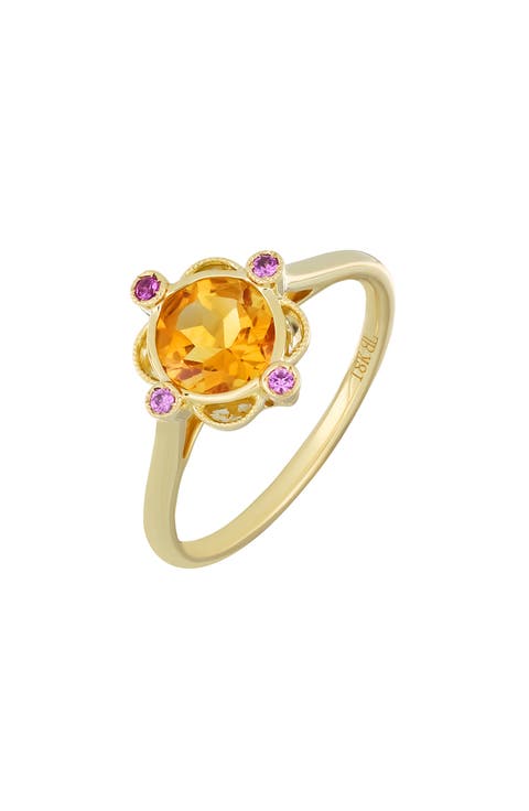 Iris Citrine & Pink Sapphire Statement Ring