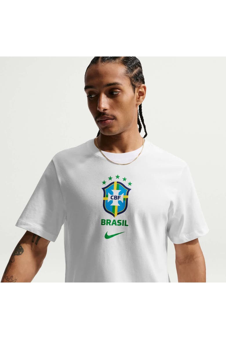 Men's Nike White Brazil National Team Crest T-Shirt, Alternate, color, White