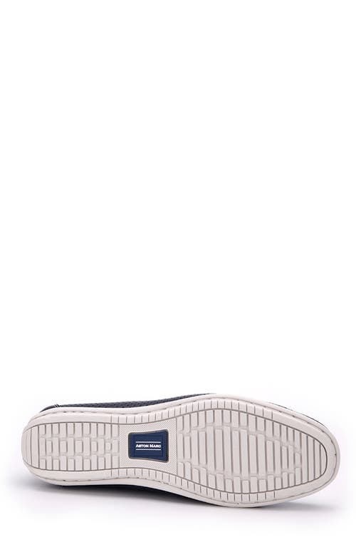 Aston Marc Perforated Bit Loafer In Navy