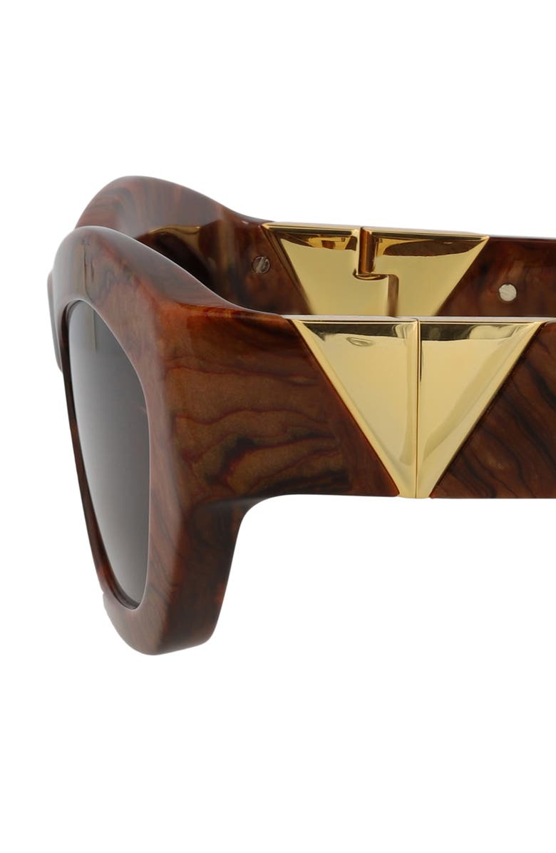 Bottega Veneta 54mm Geometric Sunglasses, Alternate, color, Brown Brown Brown