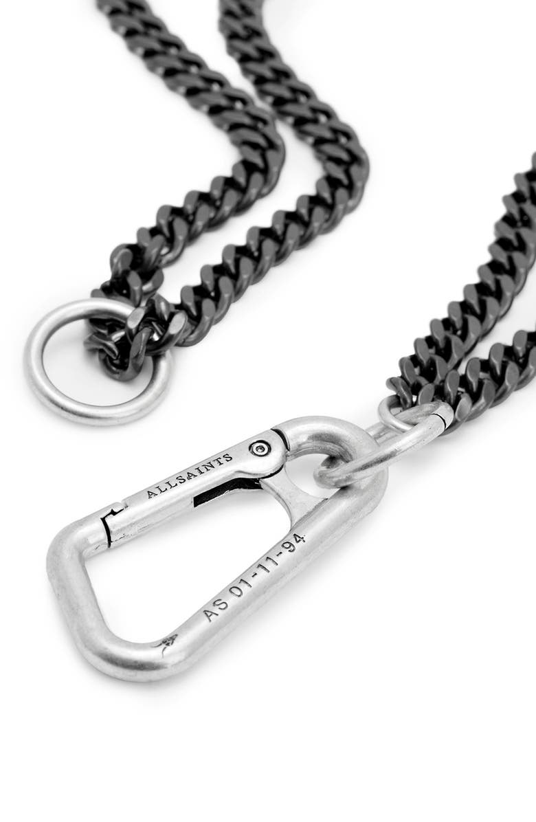 AllSaints Double Layered Carabiner Clip Necklace, Alternate, color, Two Tone
