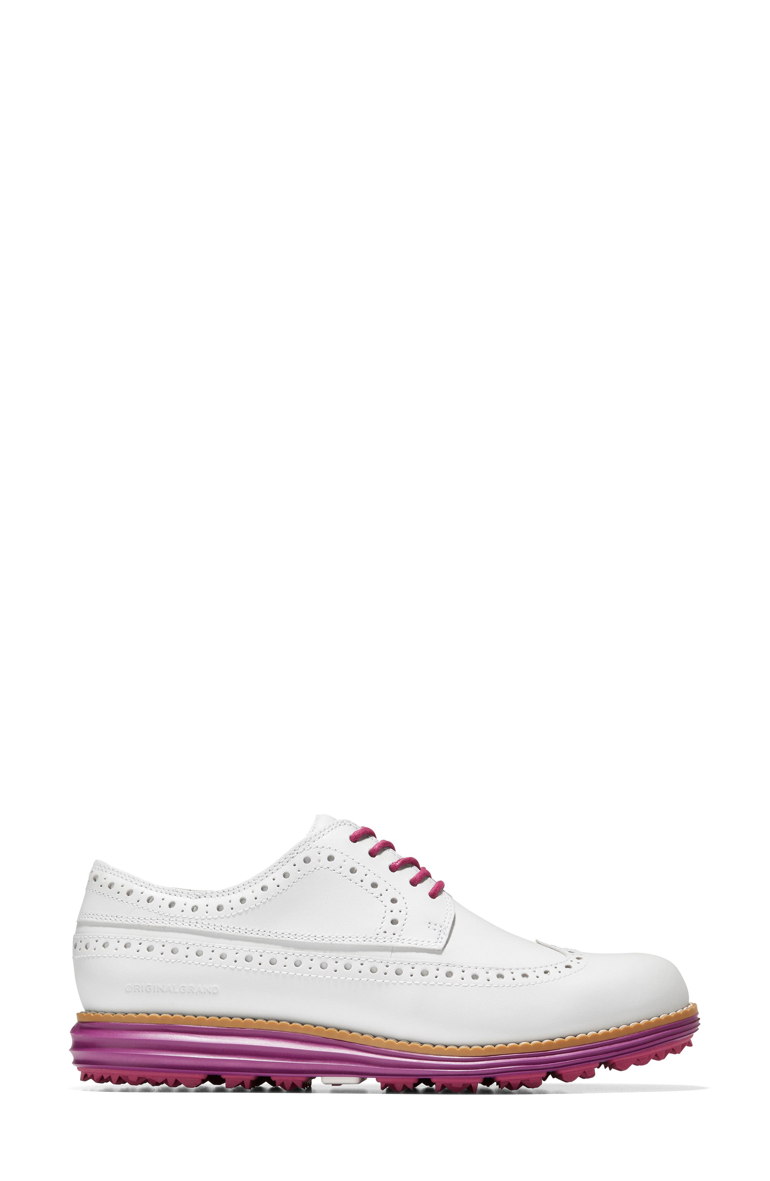 OriginalGrand Waterproof Wingtip Golf Derby, Alternate, color, WHITE/ FUSC