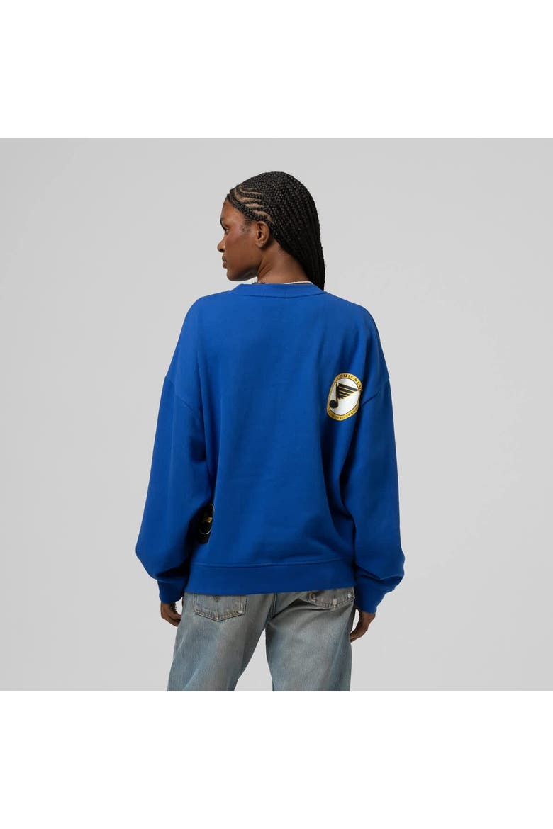 Women's Mitchell & Ness Blue St. Louis Blues Vintage Crewneck Sweatshirt, Alternate, color, Blue