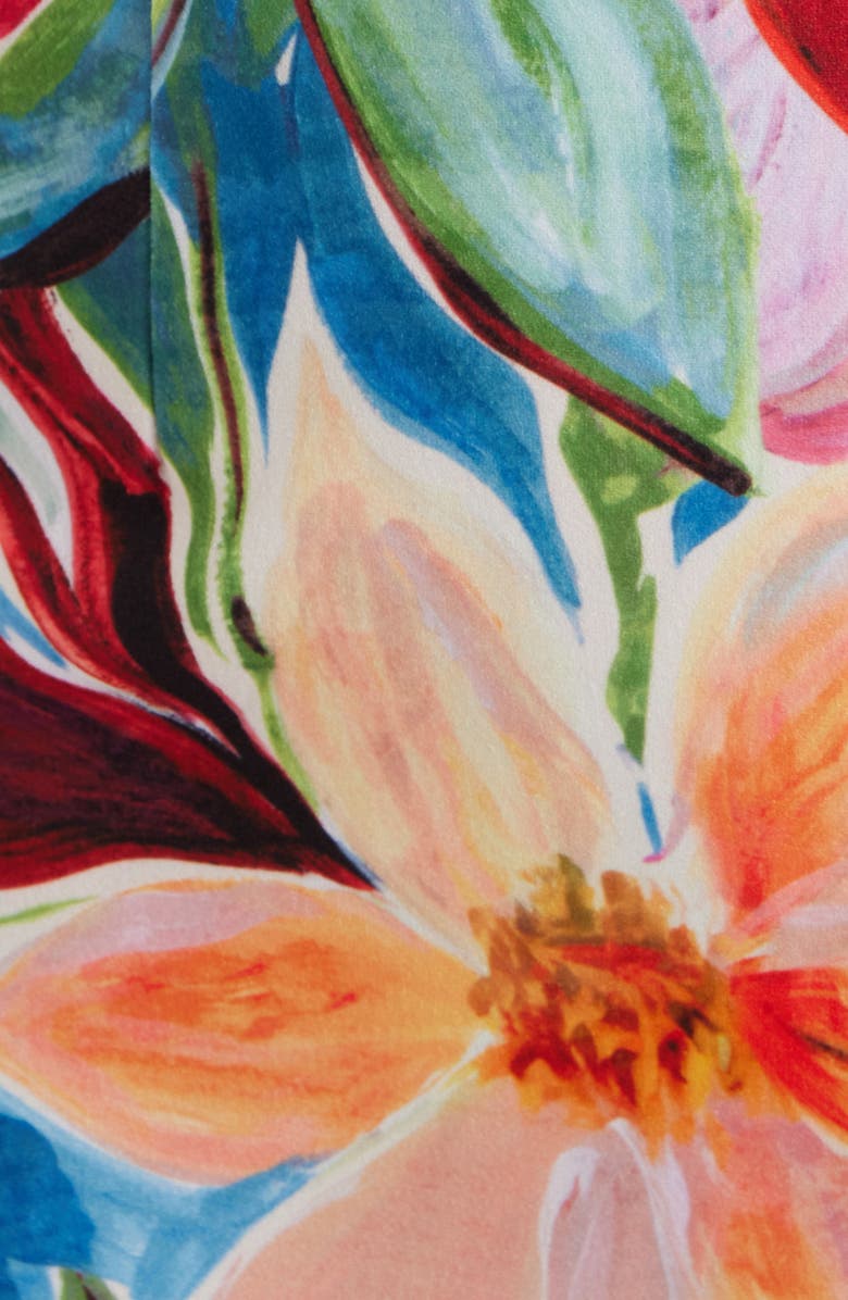 Vince Camuto One-Shoulder Tropical Floral Midi Dress, Alternate, color, Blue Multi