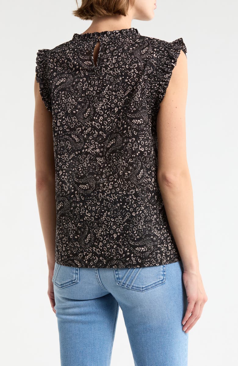DR2 by Daniel Rainn Smocked Ruffle Tank, Alternate, color, Black