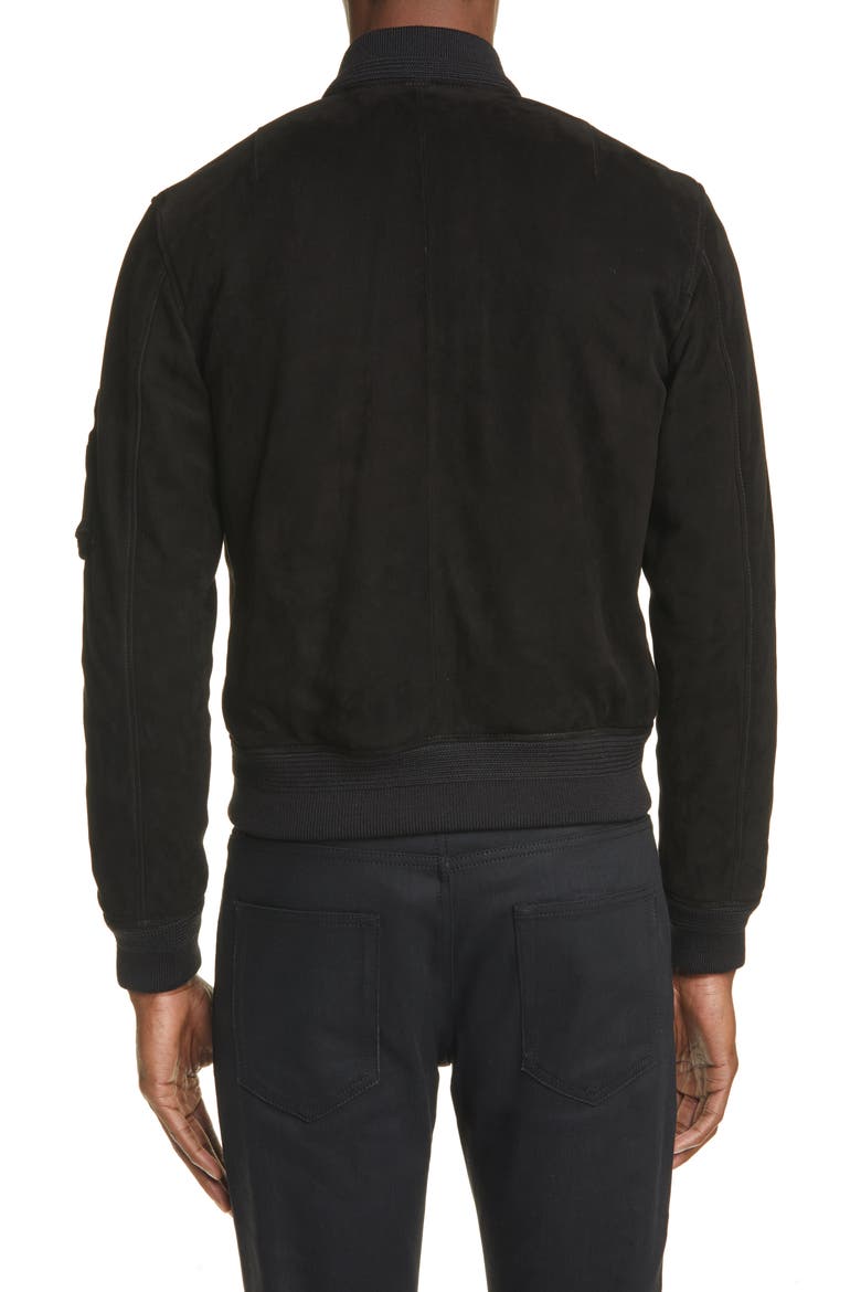 Suede Bomber Jacket, Alternate, color, BLACK