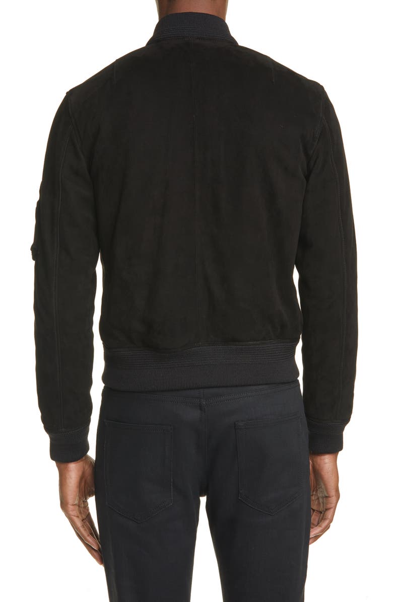 Saint Laurent Suede Bomber Jacket, Alternate, color,