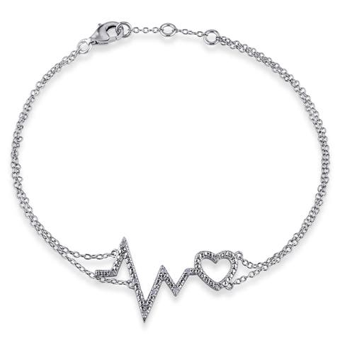 Diamond Heartbeat Bracelet Sterling Silver