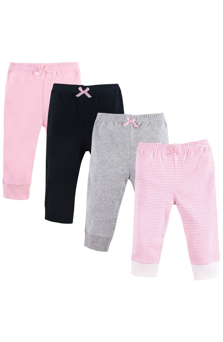 Luvable Friends 4Pk Everyday Pants, Main, color, Light Pink Stripe