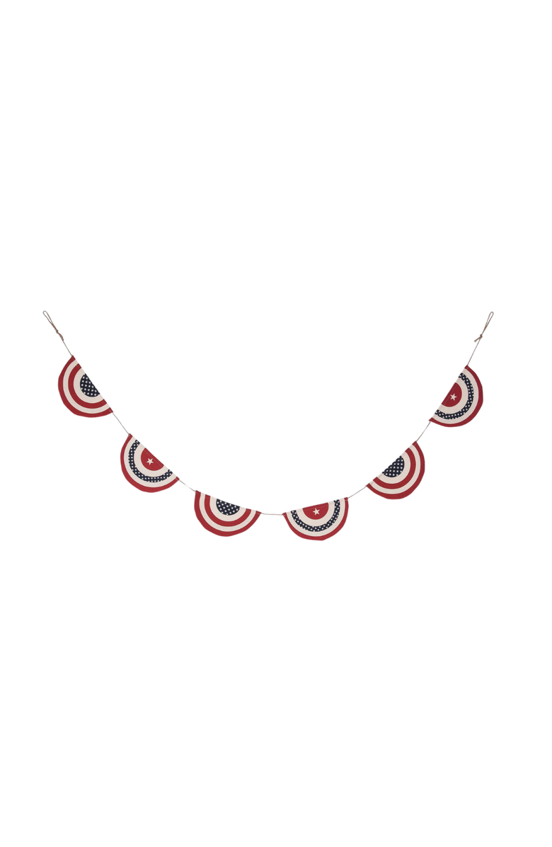 Transpac Fabric/Canvas 74.8 in. Patriotic Bunting Banner, Main, color, Red