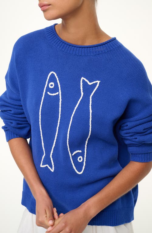 Staud Giada Crewneck Sweater In Blue