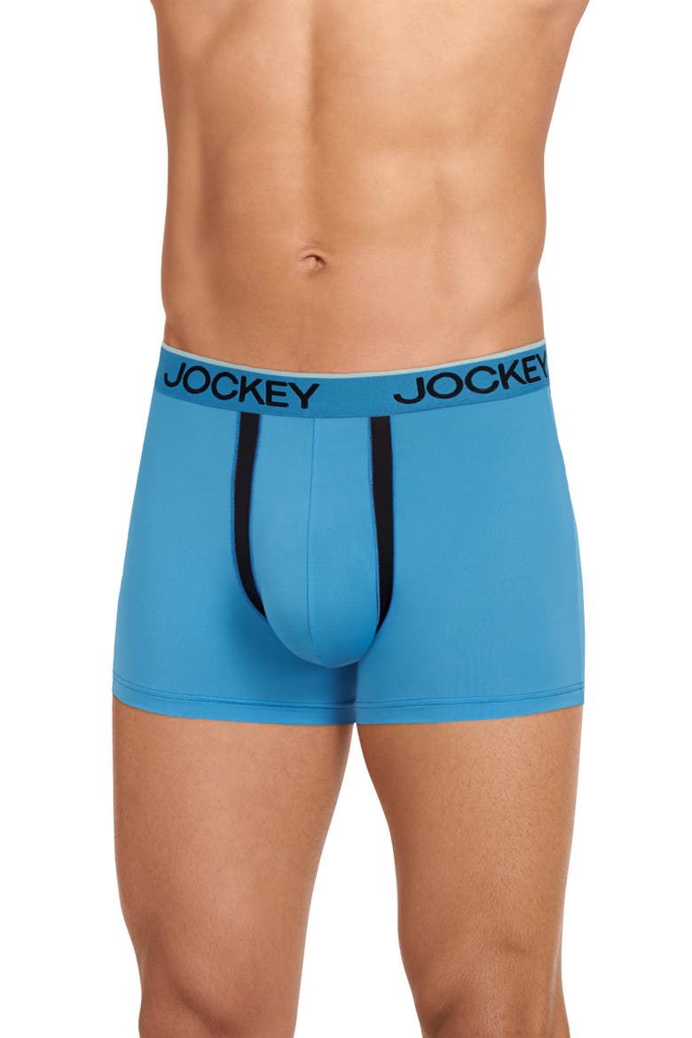 Men's Chafe Proof Pouch Microfiber 3" Trunk - 3 Pack, Alternate, color, Bright Aqua/Iron Grey/Blue Jay