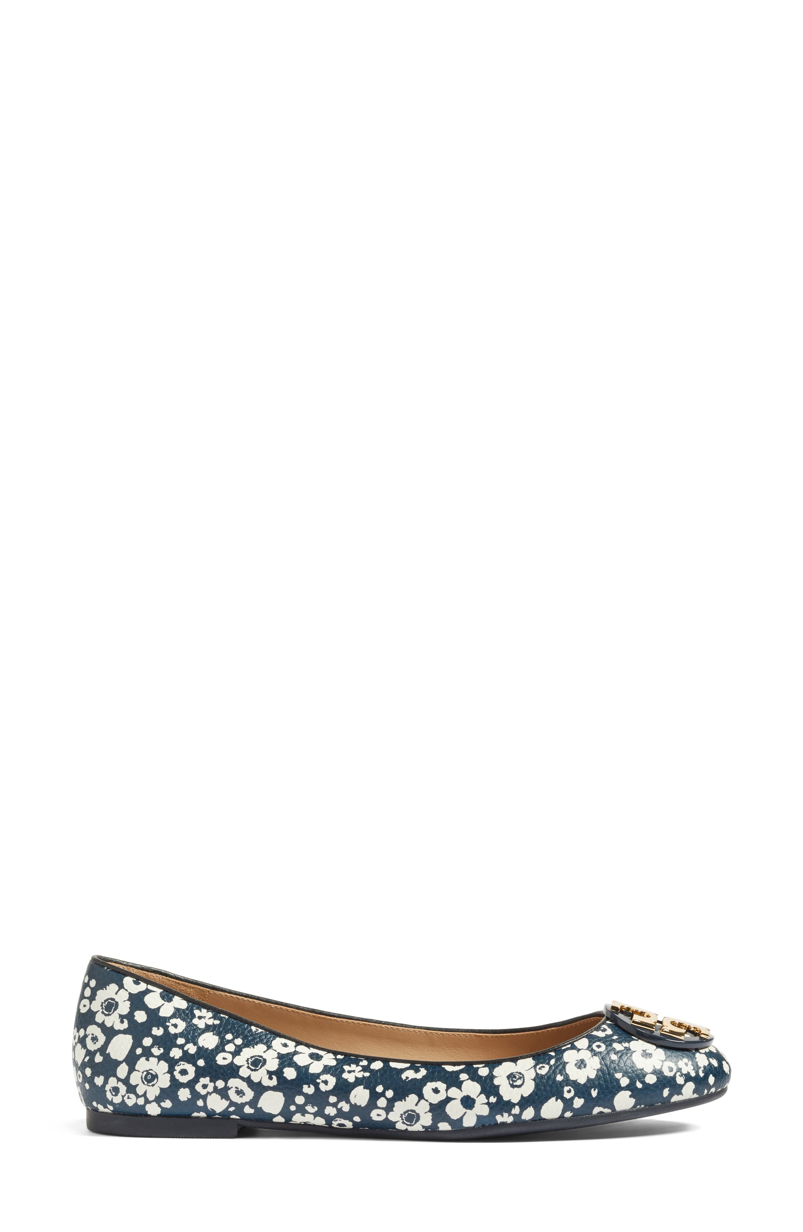 Claire Ballerina Flat, Alternate, color, TORY NAVY/ NEW IVORY