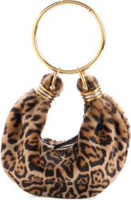 Chloé Mini Bracelet Leopard Print Genuine Shearling Hobo Bag