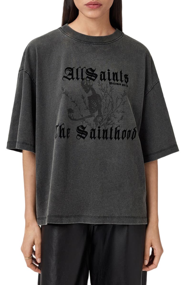 AllSaints Novus Amelie Cotton Graphic T-Shirt, Main, color,