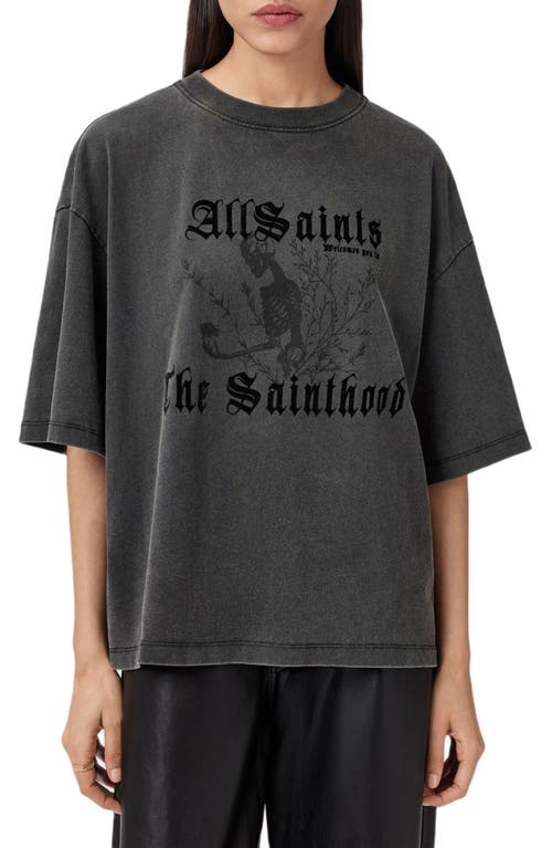 Allsaints Novus Amelie Cotton Graphic T-shirt In Gray