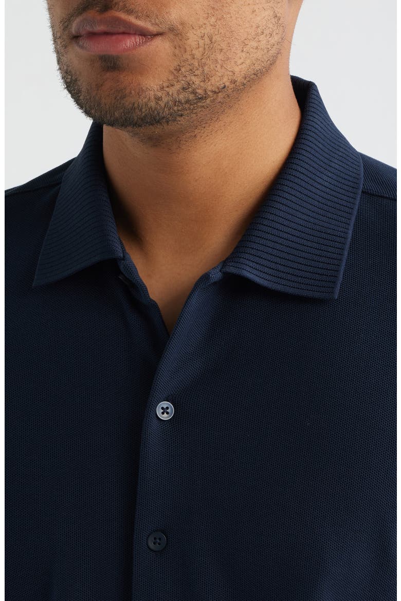 Sorrell Short Sleeve Cotton Piqué Button-Up Shirt, Alternate, color, NAVY