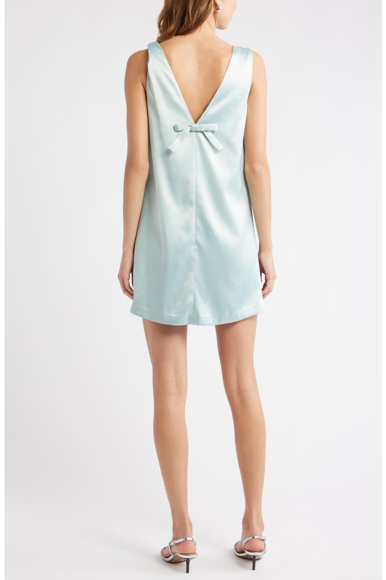 Sleeveless Satin Dress with Back Bow Accent, Alternate, color, BLUE CLOUD