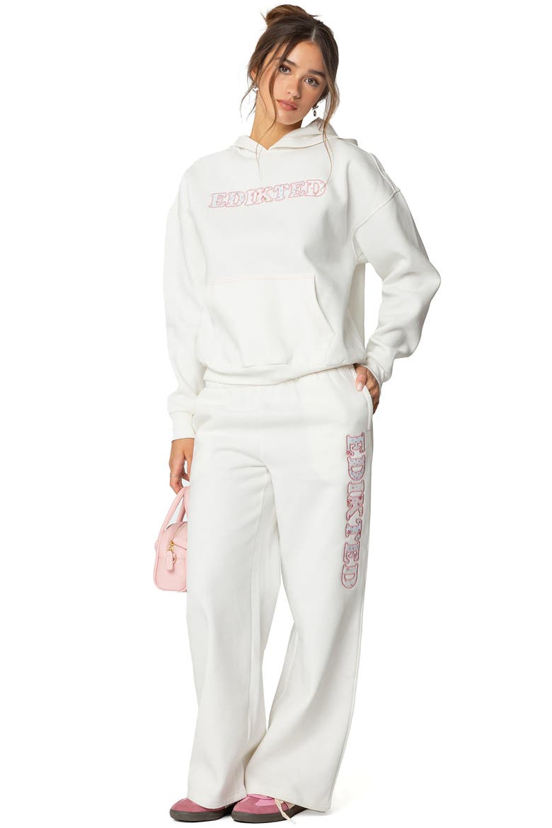 Mili Logo Wide Leg Sweatpants, Alternate, color, WHITE