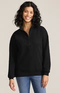 Lands' End Serious Sweats Relaxed Quarter Zip Pullover Sweatshirt