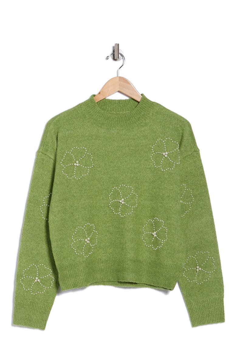 Clara Mock Neck Sweater, Alternate, color, SAGE HEATHER