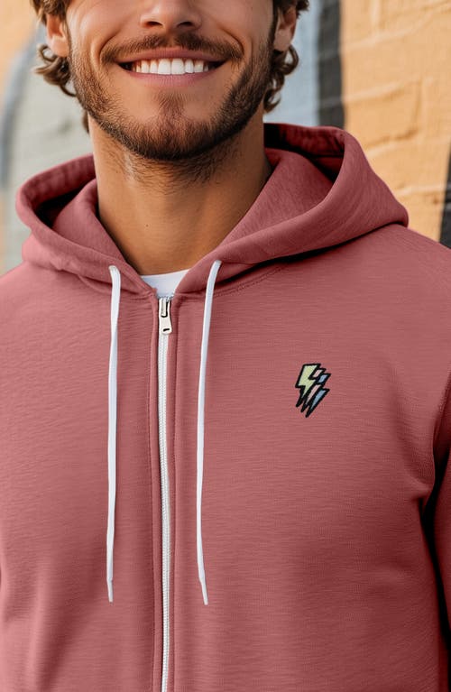 Dalix Lightning Bolt Zip Hoodie In Mauve