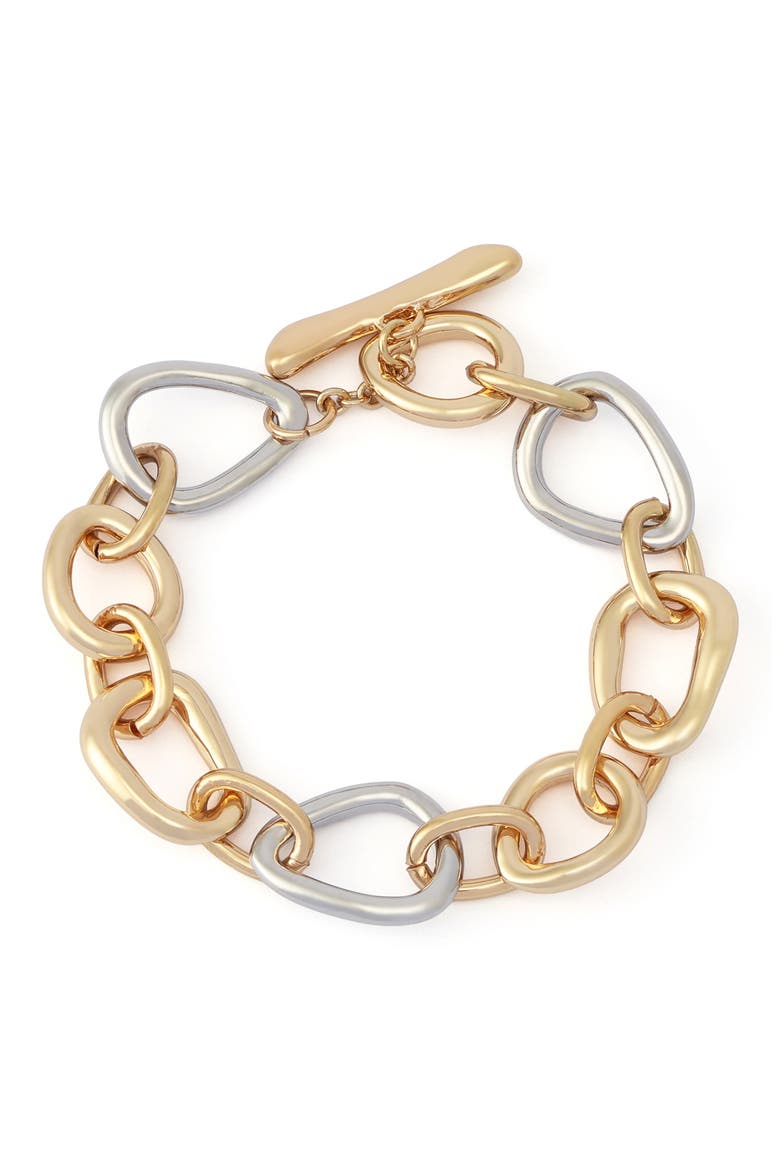 Link Toggle Bracelet, Main, color, TWO TONE GOLD
