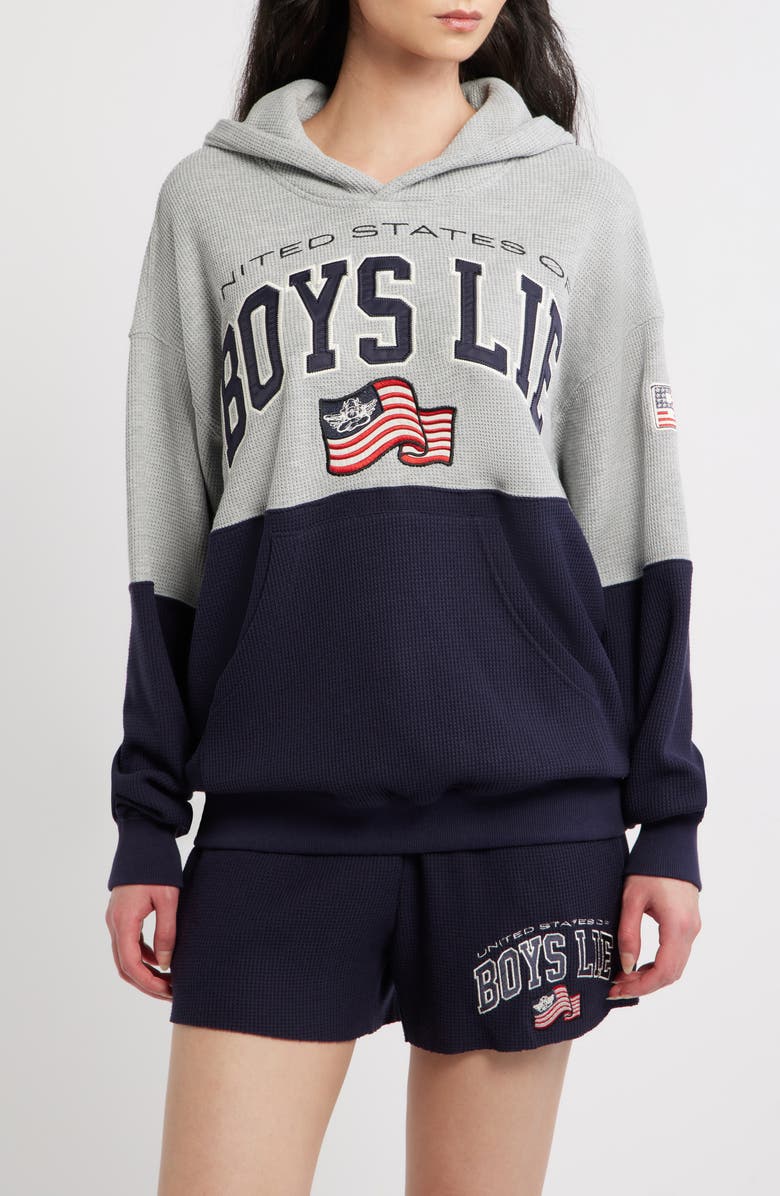 BOYS LIE United States of Boys Lie Thermal Hoodie, Main, color, Navy Multi
