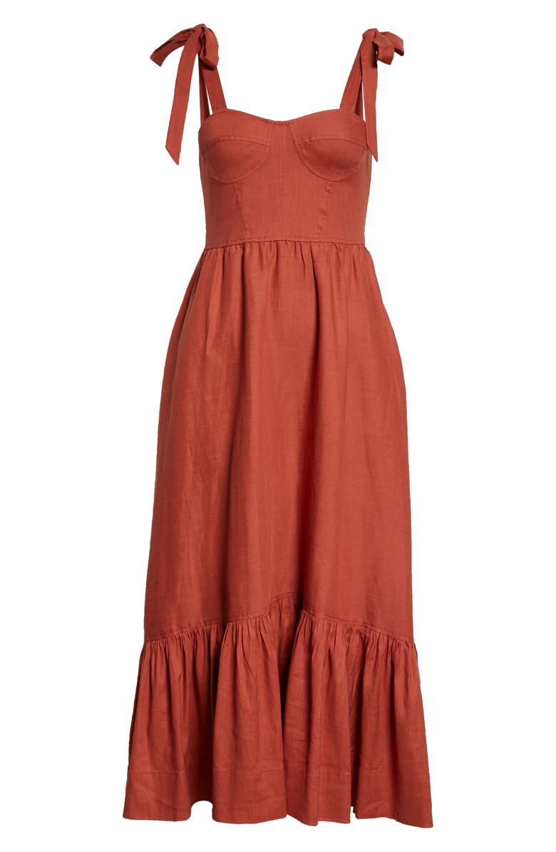 Simkhai Jonathan Simkhai Georgia Bustier Linen Blend Midi Sundress, Alternate, color, 