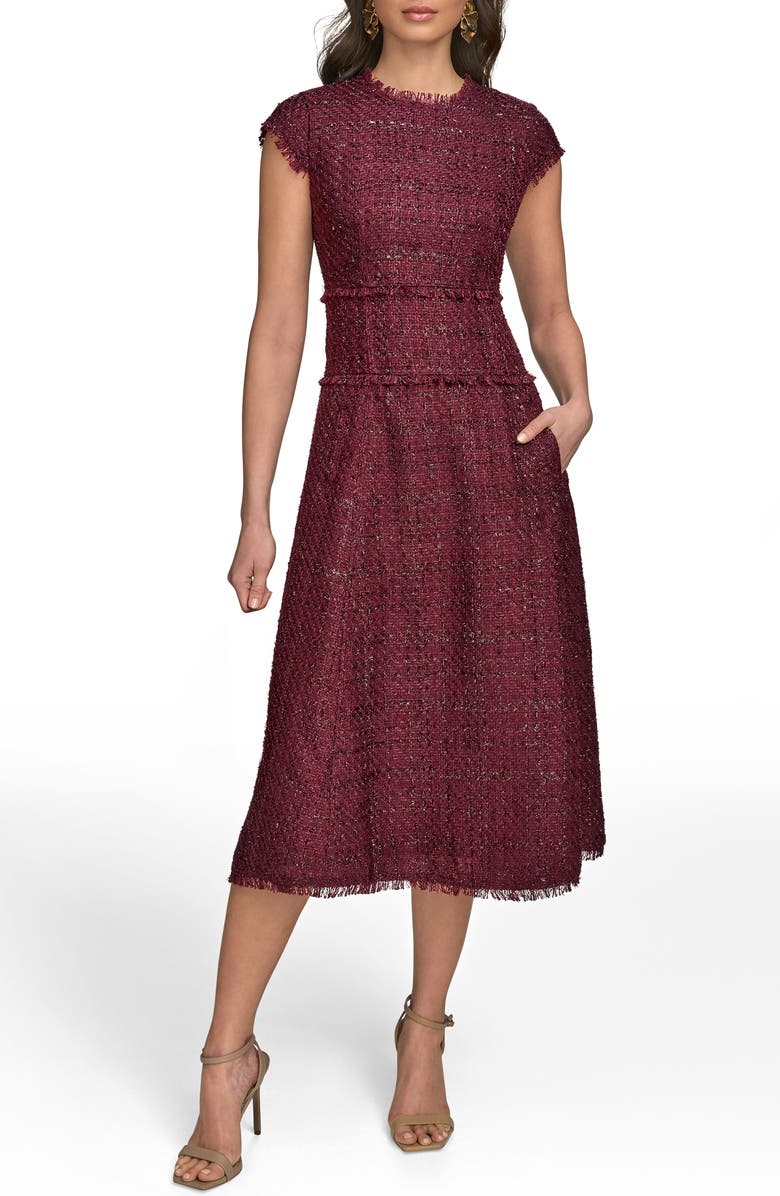 Metallic Tweed Midi Dress