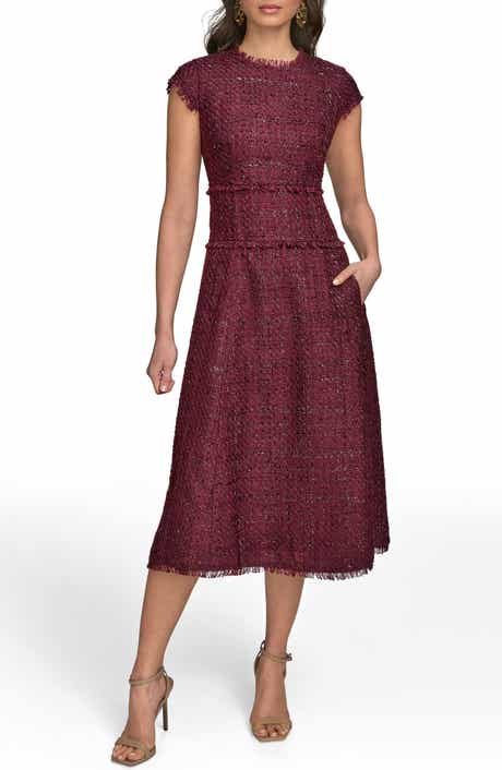Metallic Tweed Midi Dress