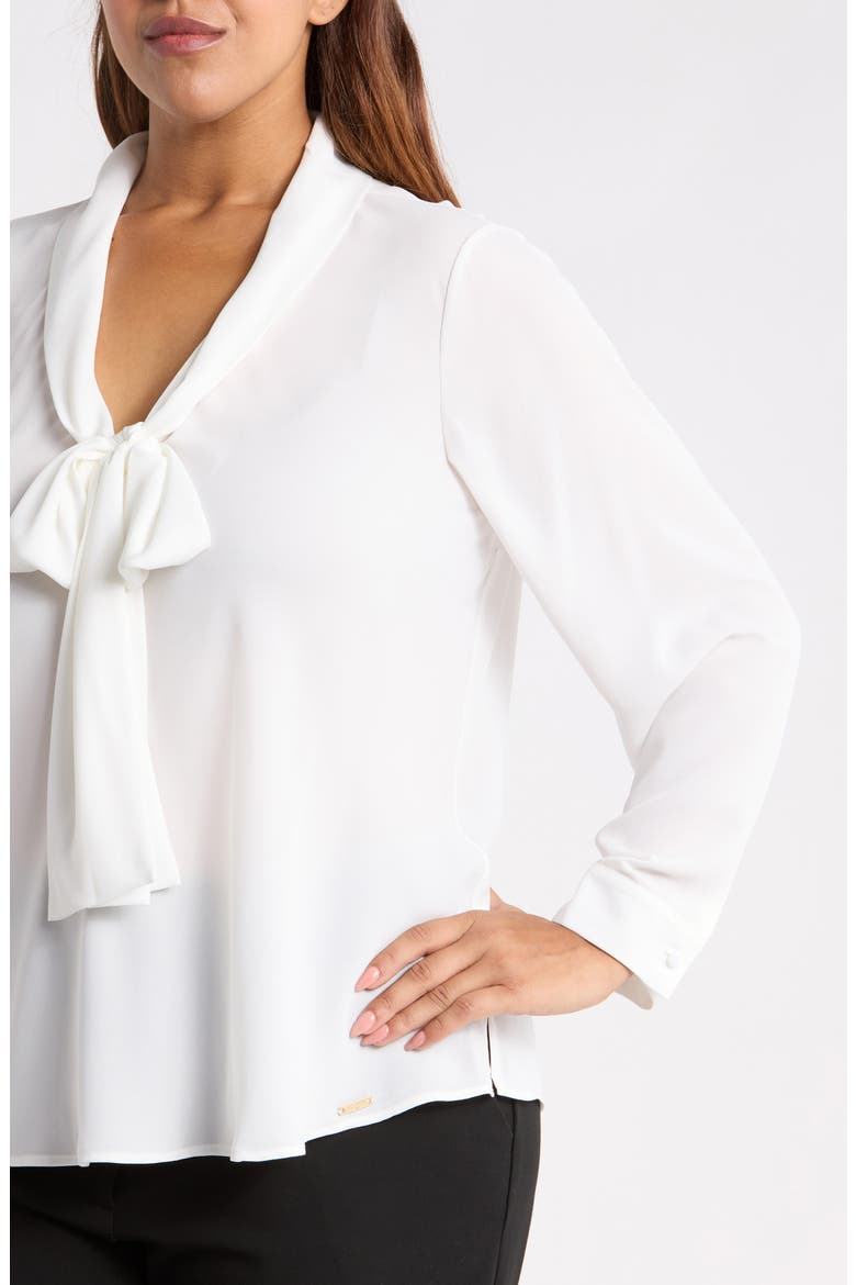 Tie Neck Long Sleeve Shirt, Alternate, color, IVORY