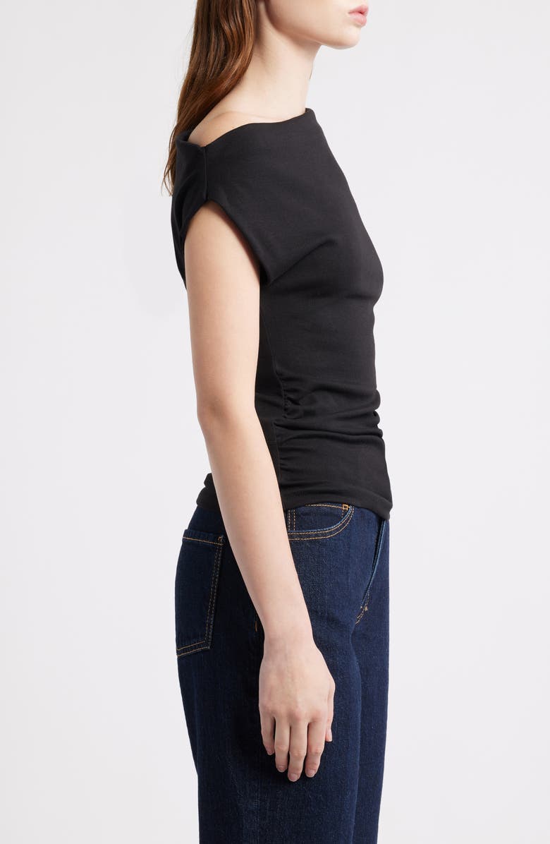 MANGO Drape One-Shoulder Top, Alternate, color, Black