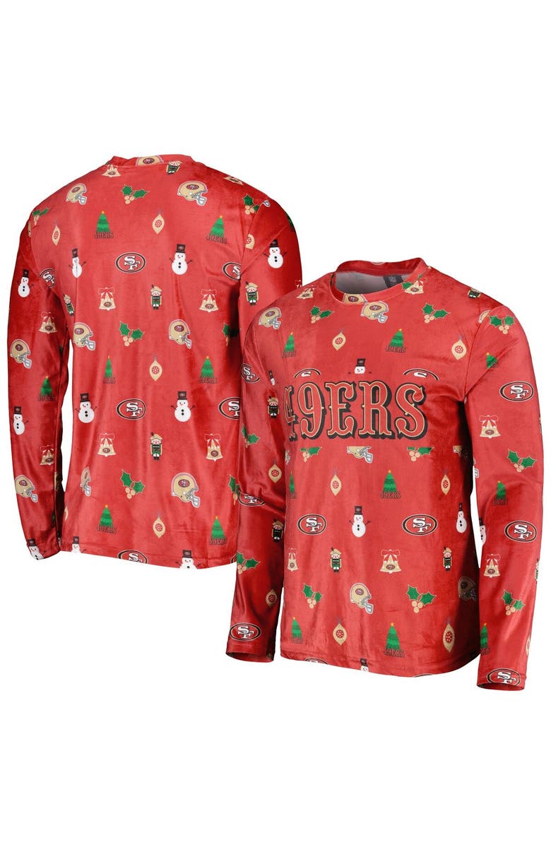 FOCO Men's FOCO Scarlet San Francisco 49ers Holiday Repeat Long Sleeve T-Shirt, Main, color, 