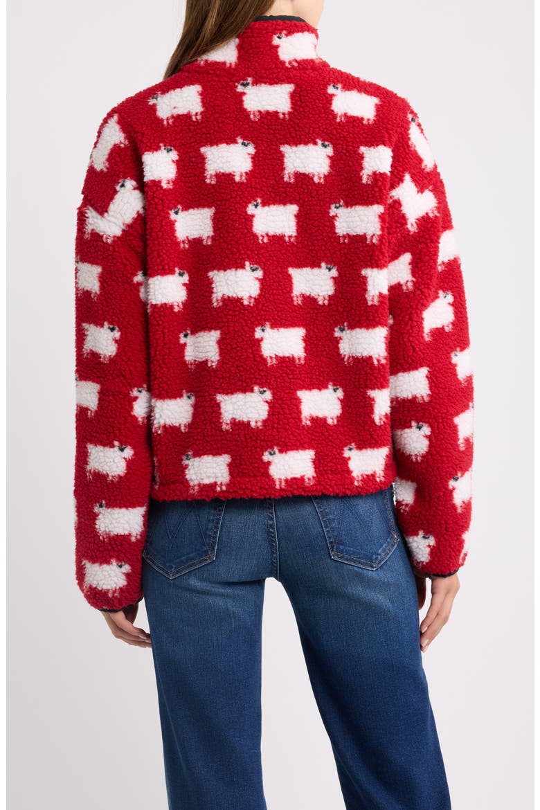 Sheep High-Pile Fleece Full Zip Sweatshirt, Alternate, color, RED