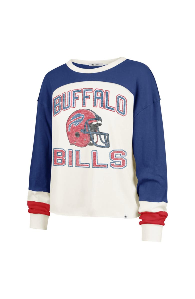 '47 Women's '47 Cream Buffalo Bills Double Header Curve Raglan Long Sleeve Crop Top, Alternate, color, 